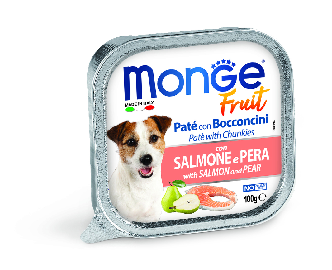 MONGE PERRO FRUIT SALMON Y PERA ALUTRAY 100 G