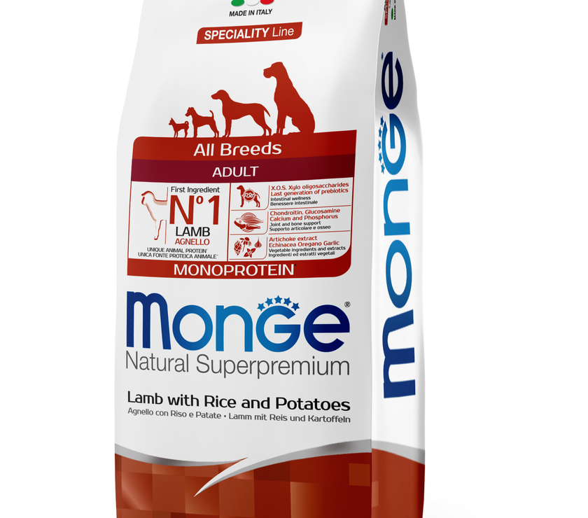 MONGE PERRO ADULTO CORDERO, ARROZ Y PAPA 12 KG