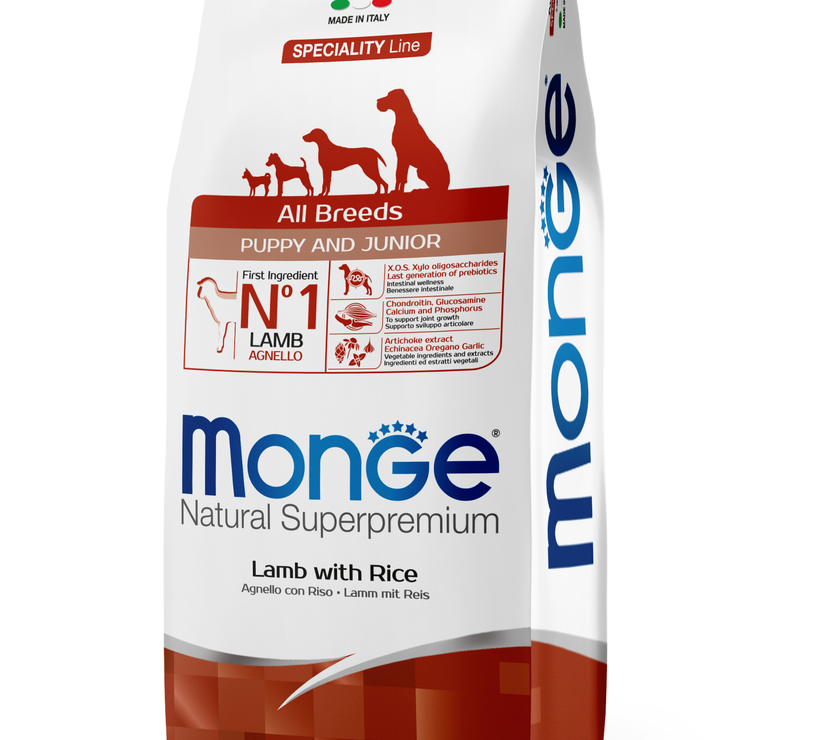 MONGE PERRO CACHORRO CORDERO Y ARROZ 12 KG