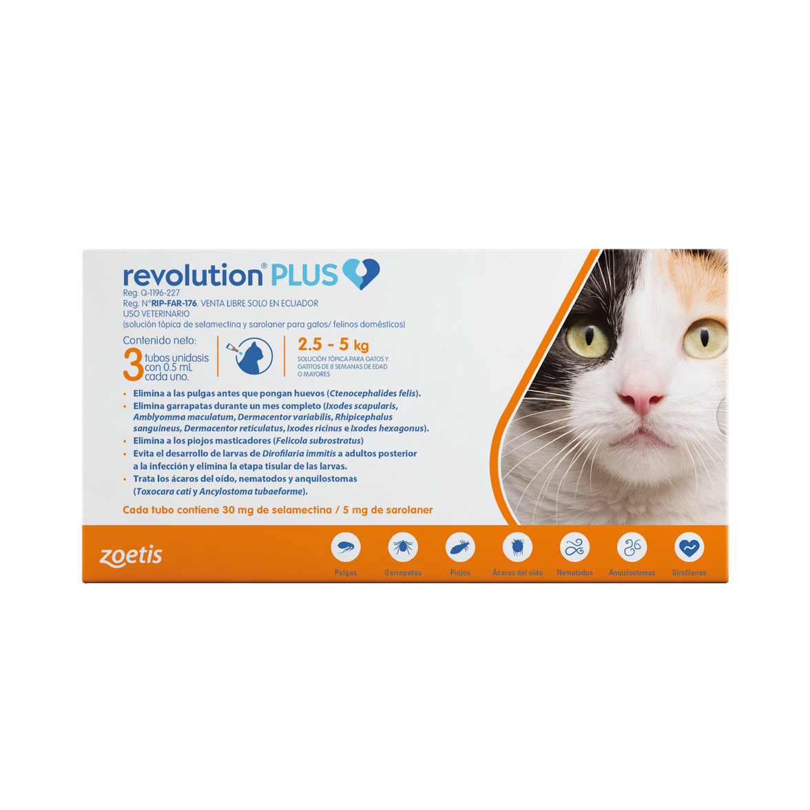 REVOLUTION PLUS 0.5 ML X 3 PIPETAS (NARANJA FELINOS 2.5-5 KG)