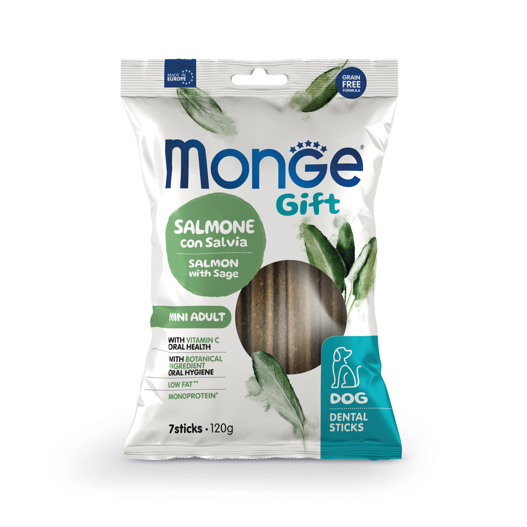 MONGE GIFT DENTAL STICKS PERRO MINI ADULTO (SALMON+SALVIA)