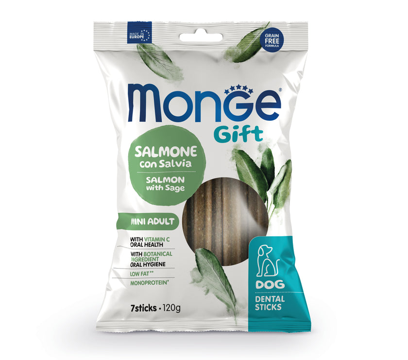 MONGE GIFT DENTAL STICKS PERRO MINI ADULTO (SALMON+SALVIA)