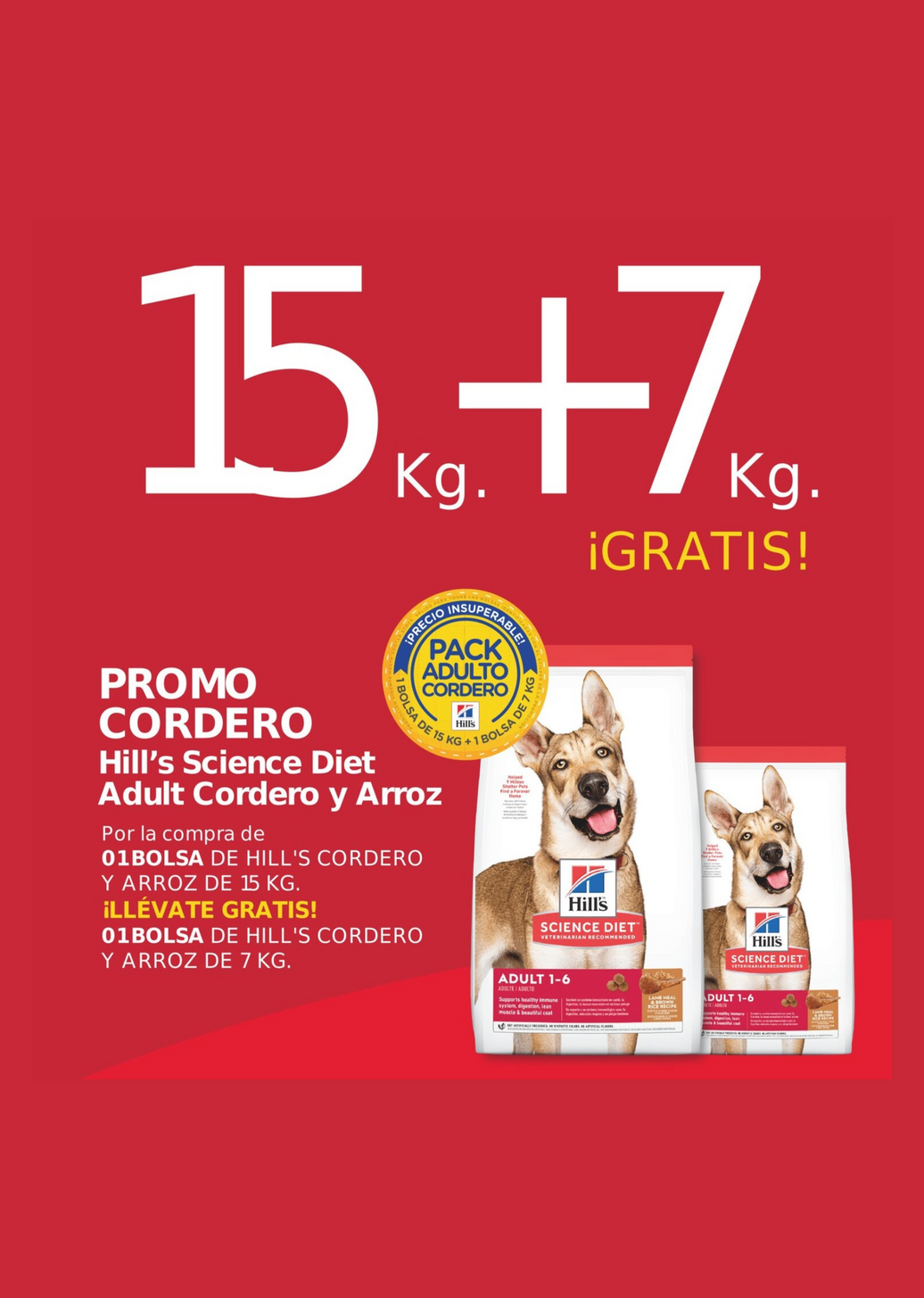 SD PERRO ADULTO CORDERO Y ARROZ PACK 15+7 KG (OFERTA)