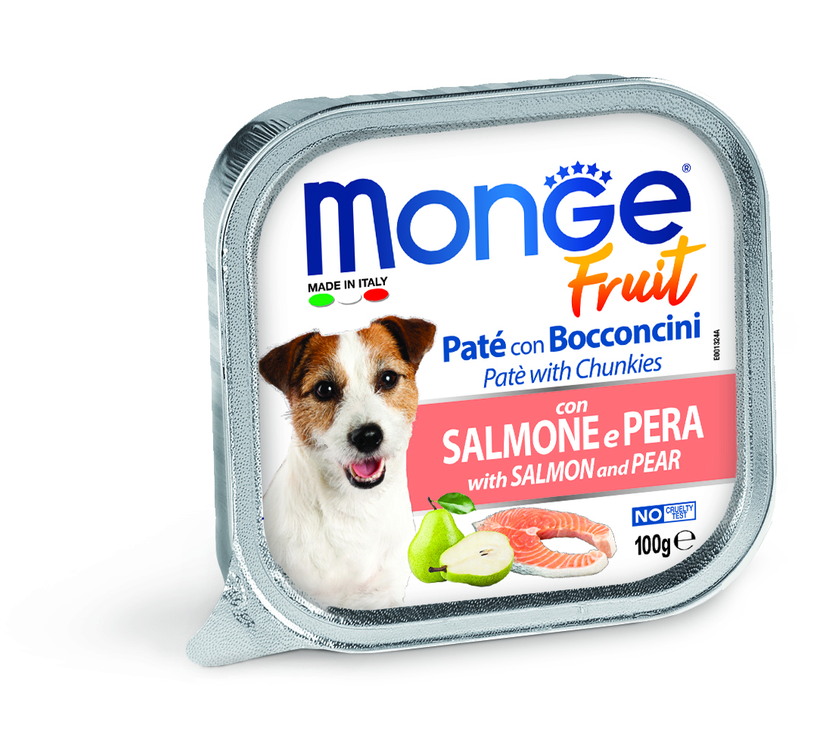 MONGE PERRO FRUIT SALMON Y PERA ALUTRAY 100 G